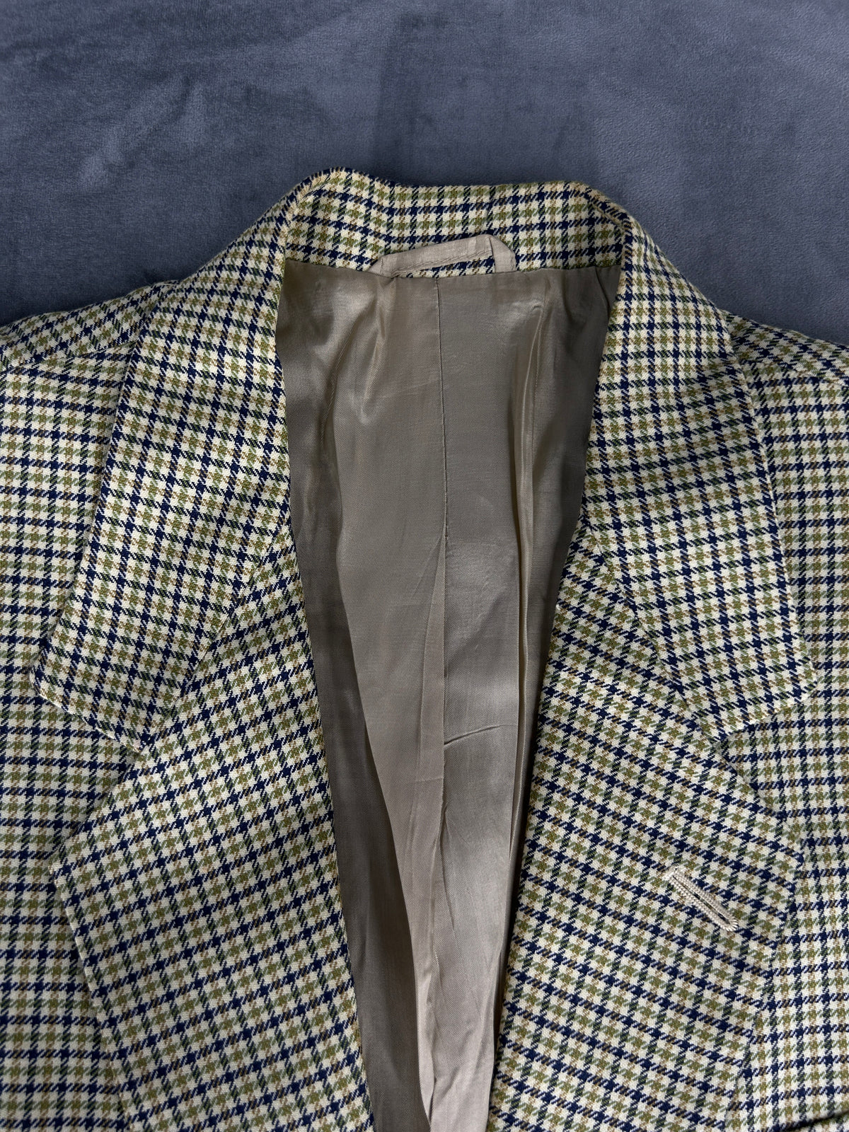 Blazer micro-check verde in lana vintage – Uomo Taglia L