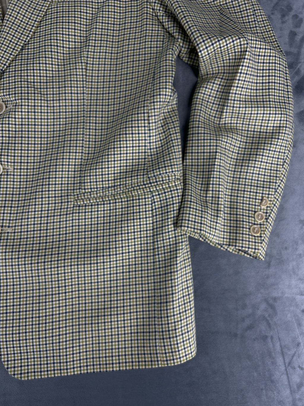 Blazer micro-check verde in lana vintage – Uomo Taglia L