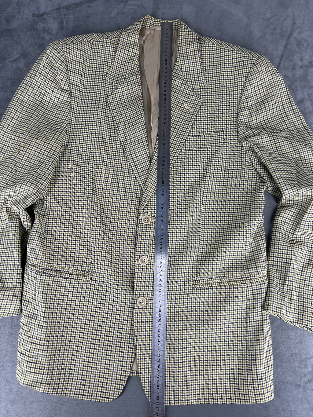 Blazer micro-check verde in lana vintage – Uomo Taglia L