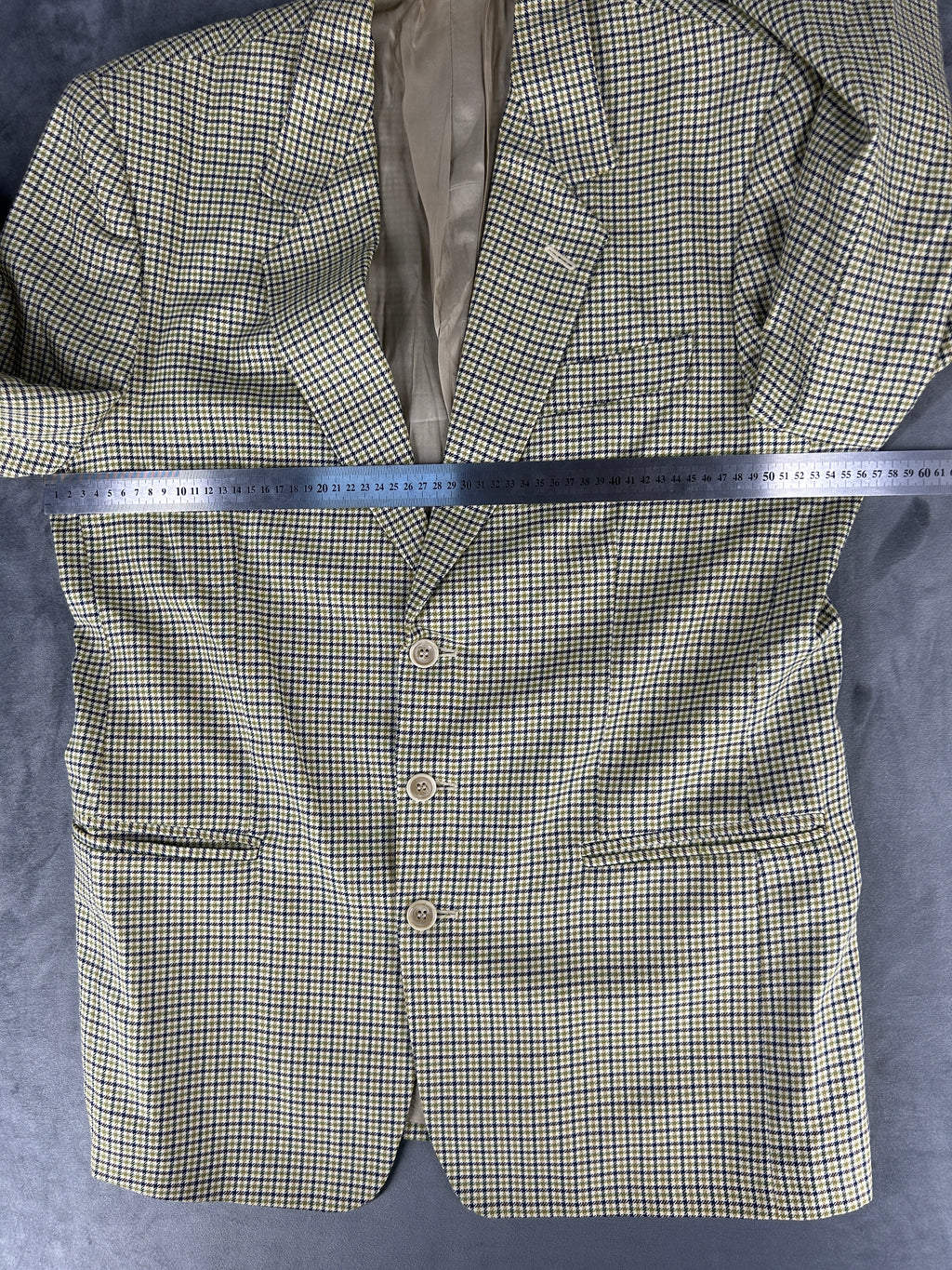 Blazer micro-check verde in lana vintage – Uomo Taglia L
