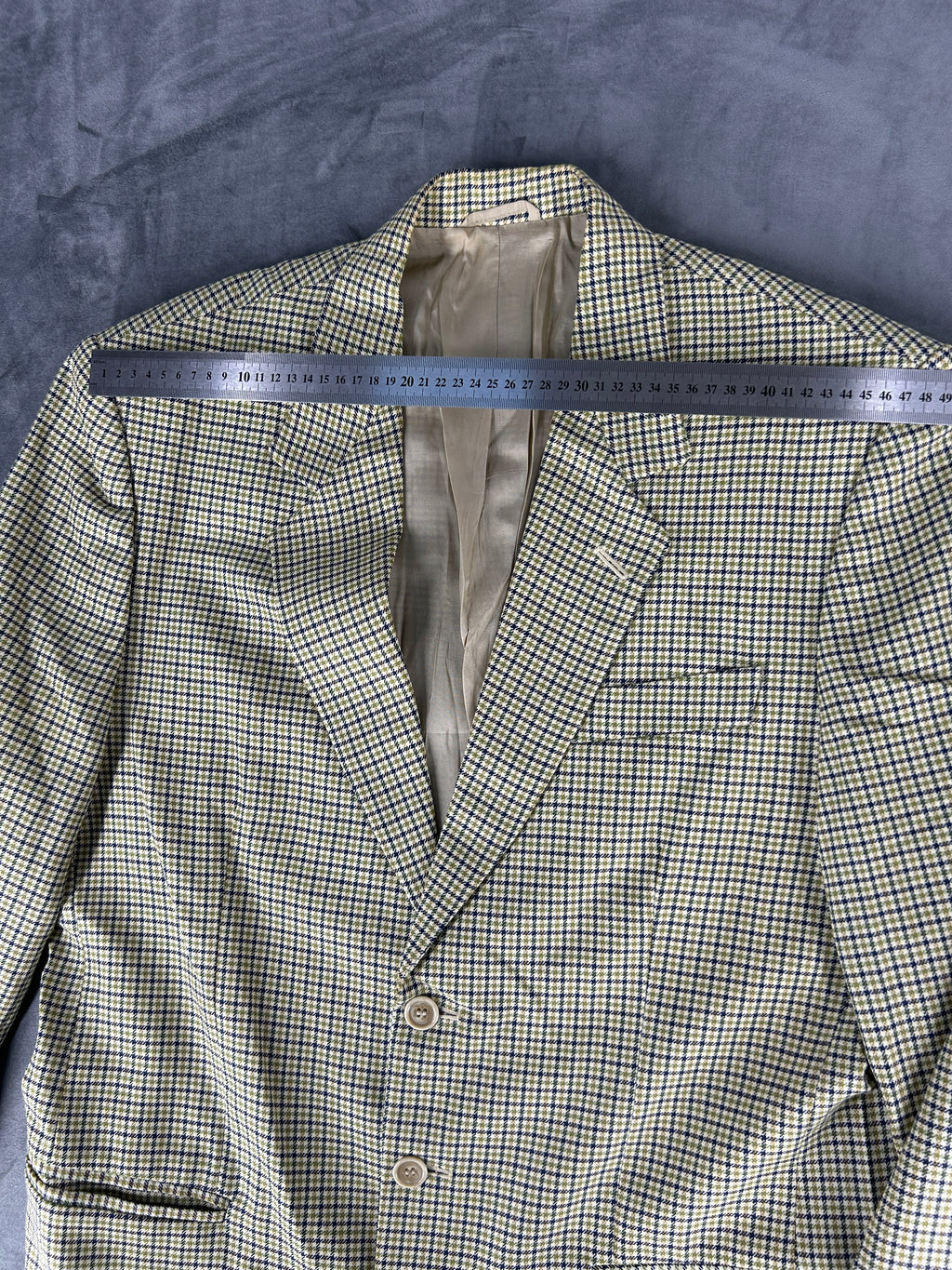 Blazer micro-check verde in lana vintage – Uomo Taglia L