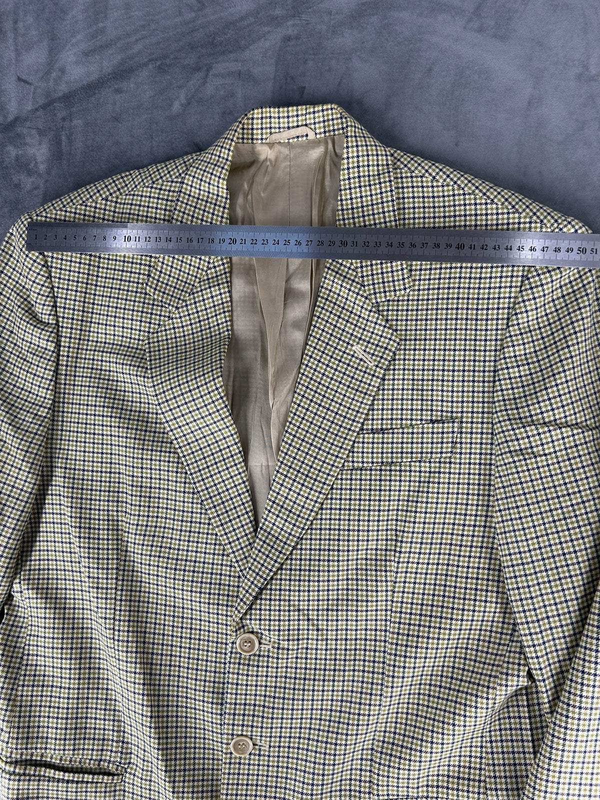 Blazer micro-check verde in lana vintage – Uomo Taglia L