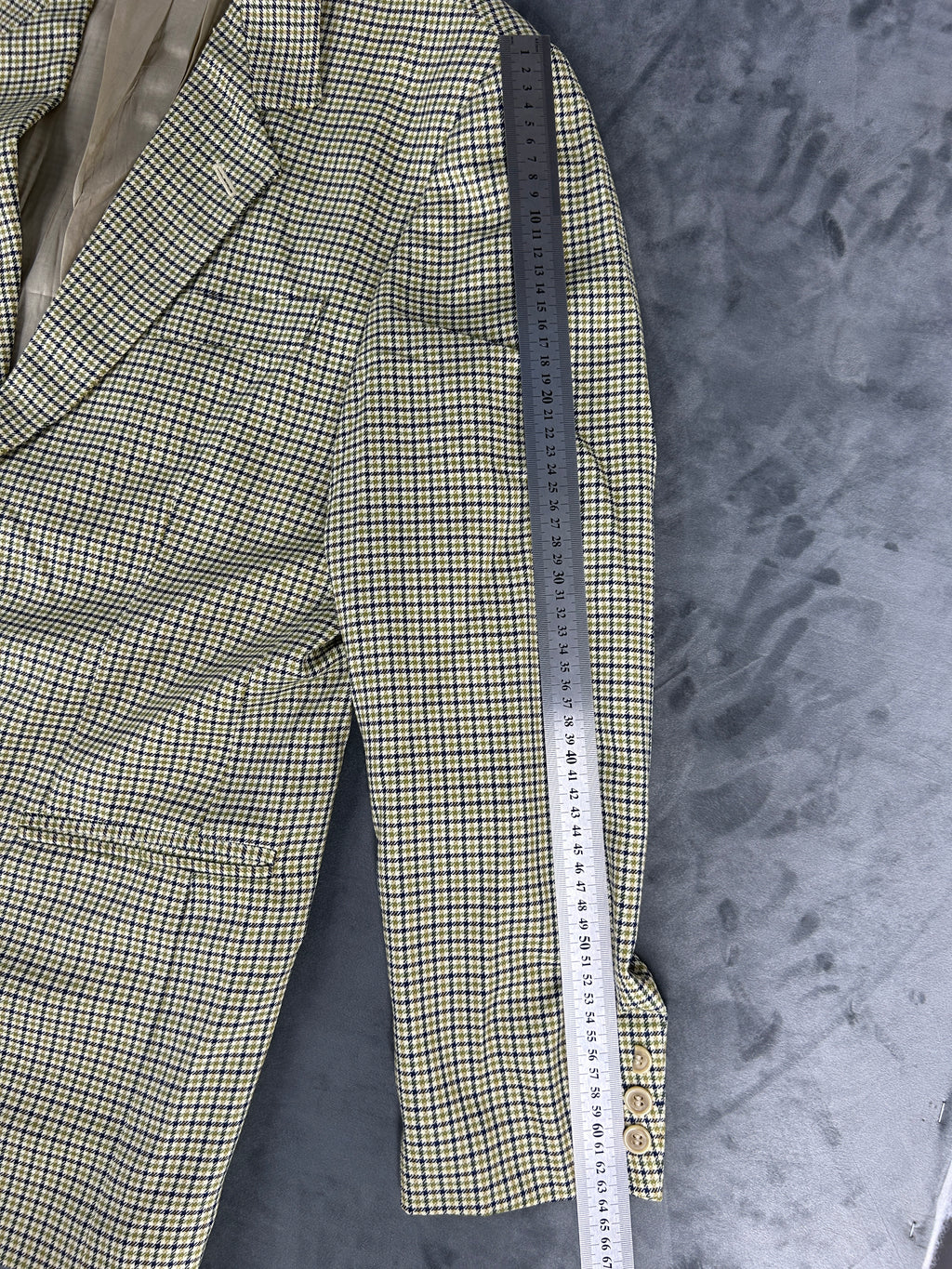 Blazer micro-check verde in lana vintage – Uomo Taglia L