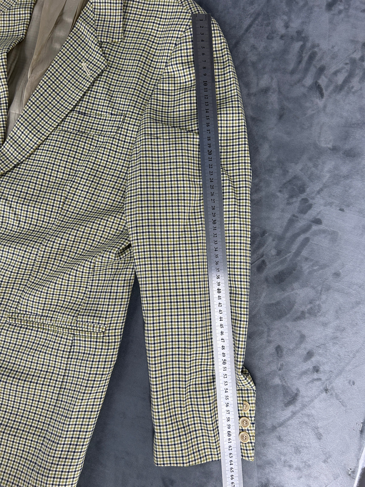 Blazer micro-check verde in lana vintage – Uomo Taglia L