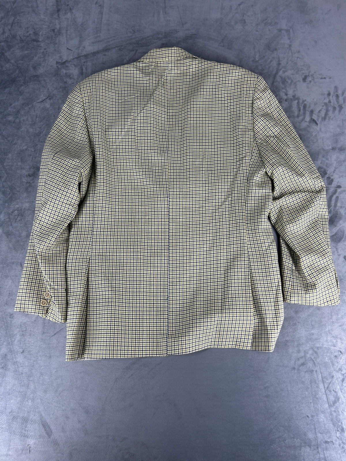 Blazer micro-check verde in lana vintage – Uomo Taglia L