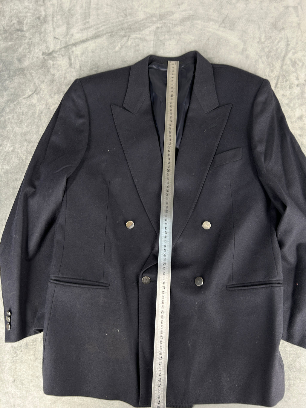 Blazer doppiopetto blu navy in lana vintage – Uomo Taglia L