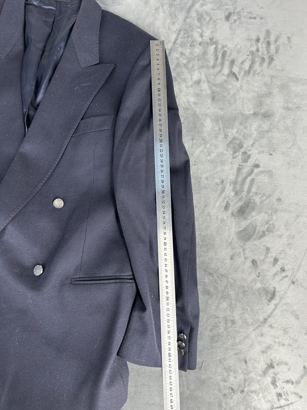 Blazer doppiopetto blu navy in lana vintage – Uomo Taglia L