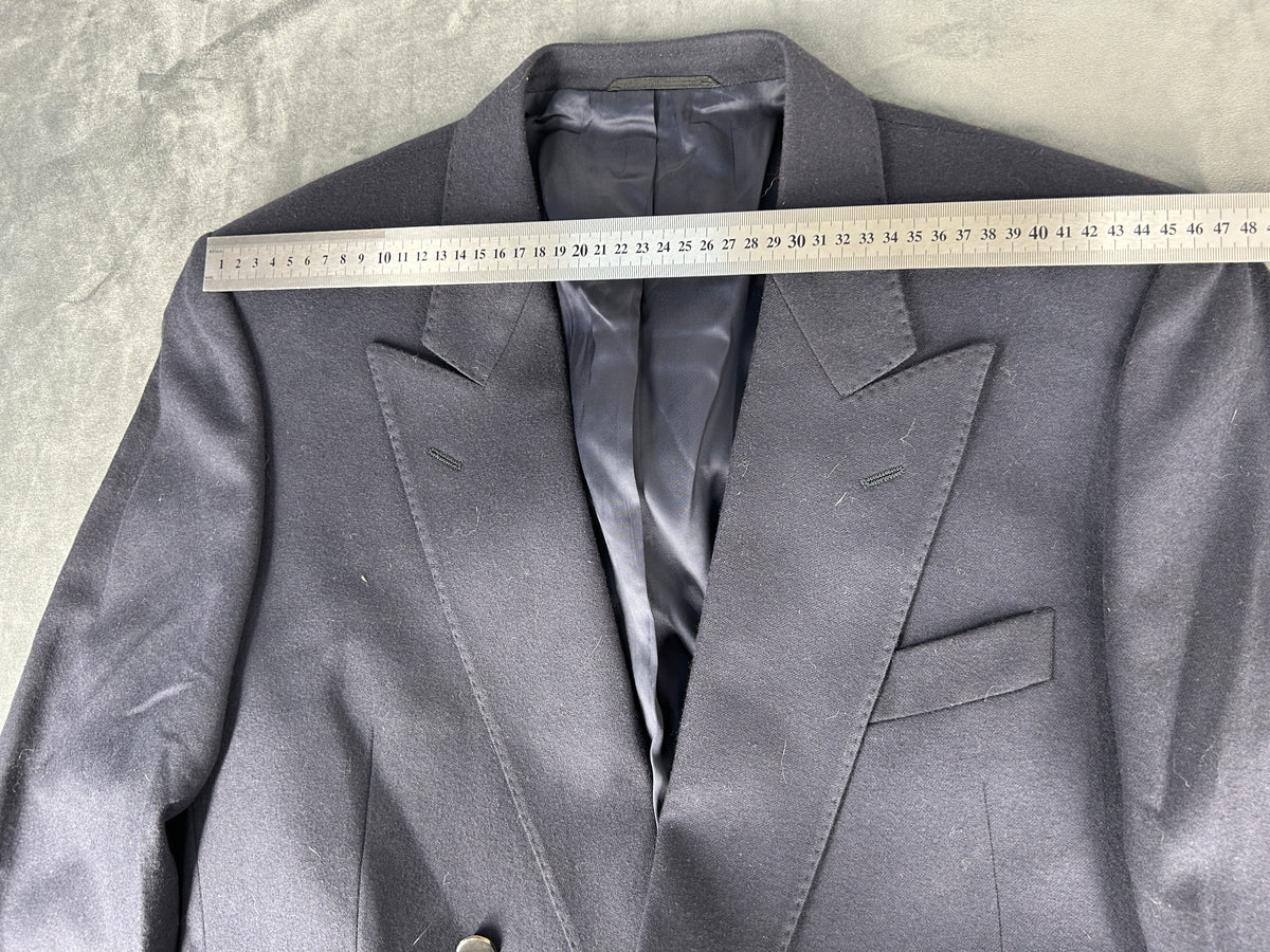 Blazer doppiopetto blu navy in lana vintage – Uomo Taglia L