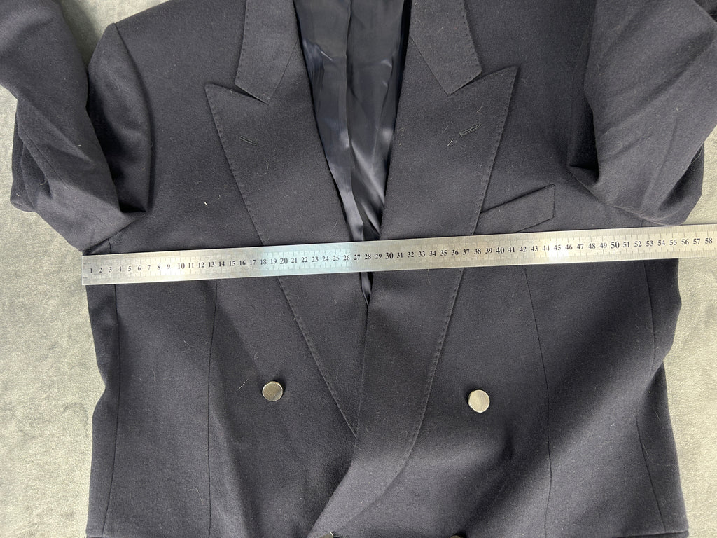 Blazer doppiopetto blu navy in lana vintage – Uomo Taglia L