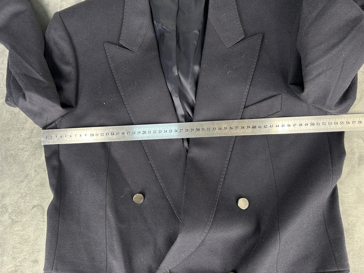 Blazer doppiopetto blu navy in lana vintage – Uomo Taglia L