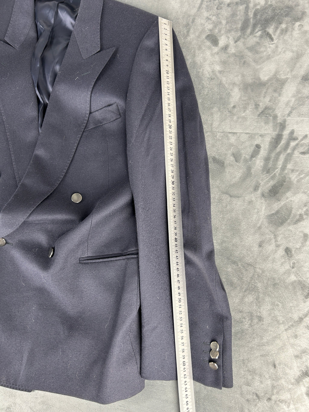 Blazer doppiopetto blu navy in lana vintage – Uomo Taglia L