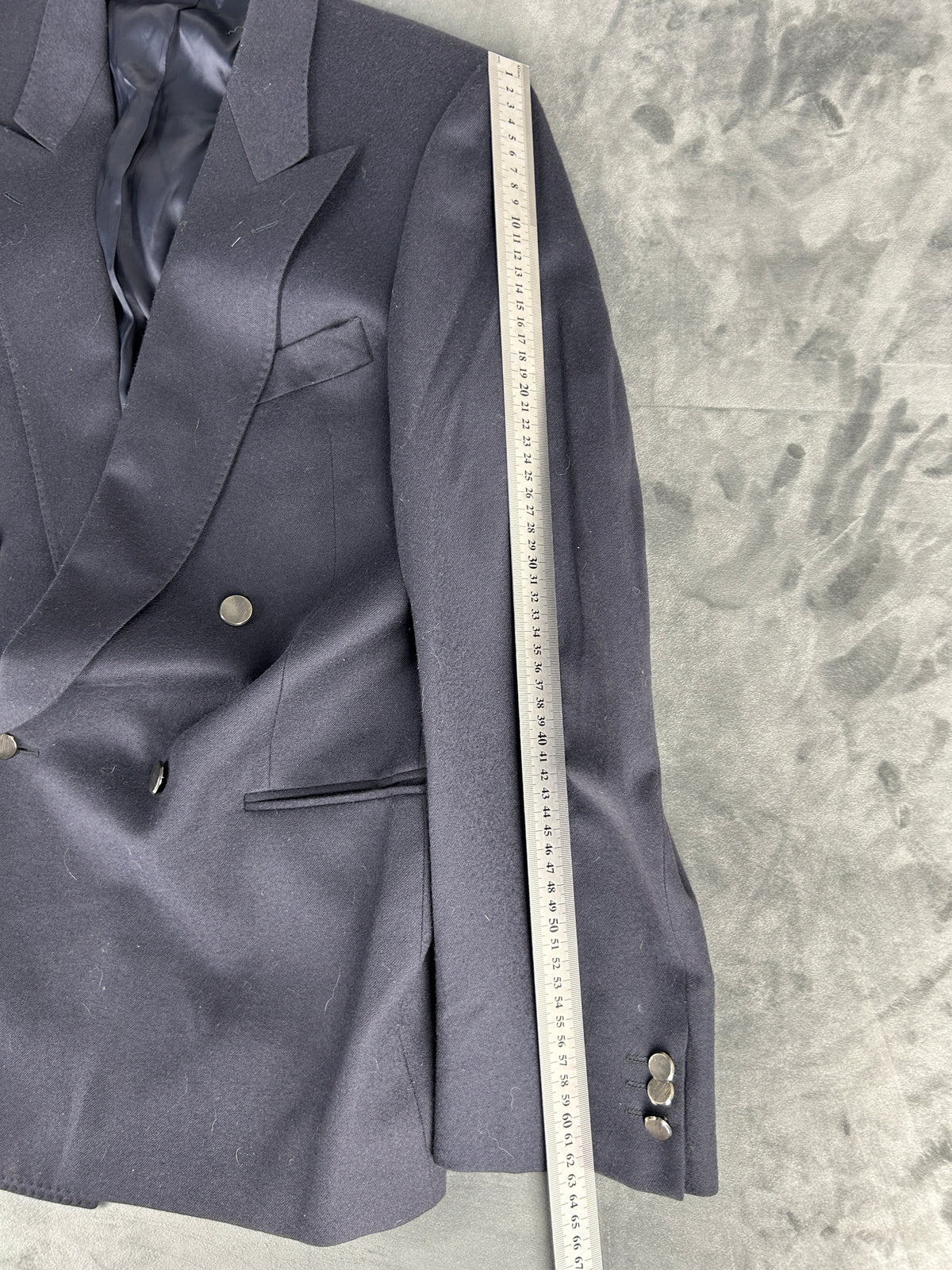 Blazer doppiopetto blu navy in lana vintage – Uomo Taglia L