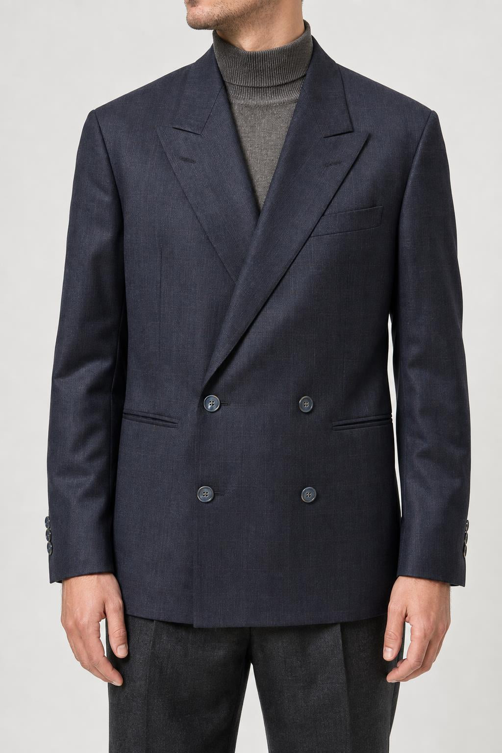 Blazer doppiopetto grigio in lana vintage – Uomo Taglia L