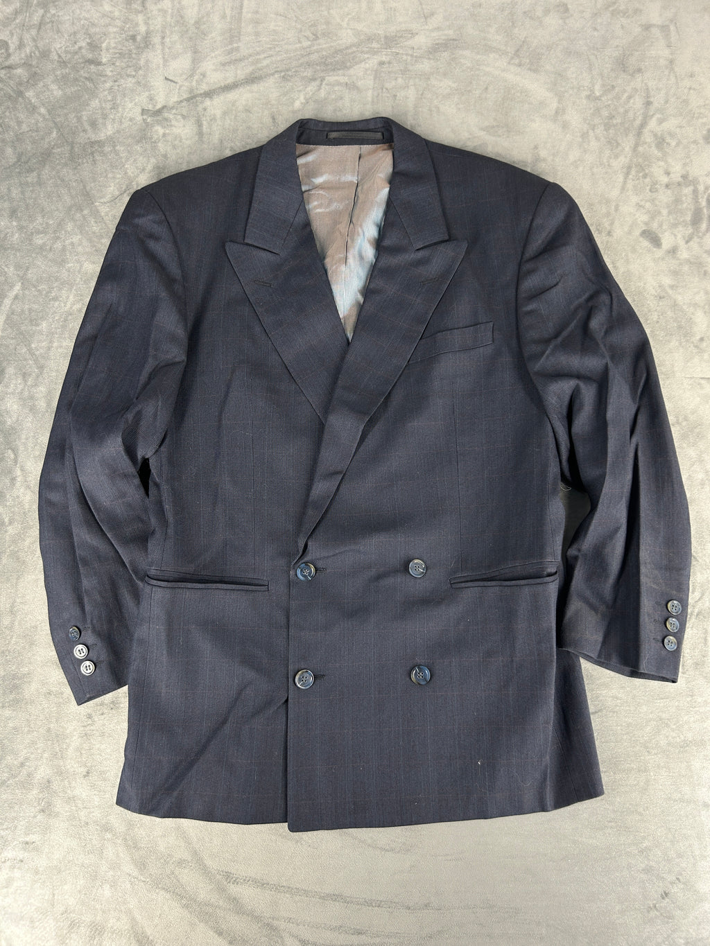 Blazer doppiopetto grigio in lana vintage – Uomo Taglia L