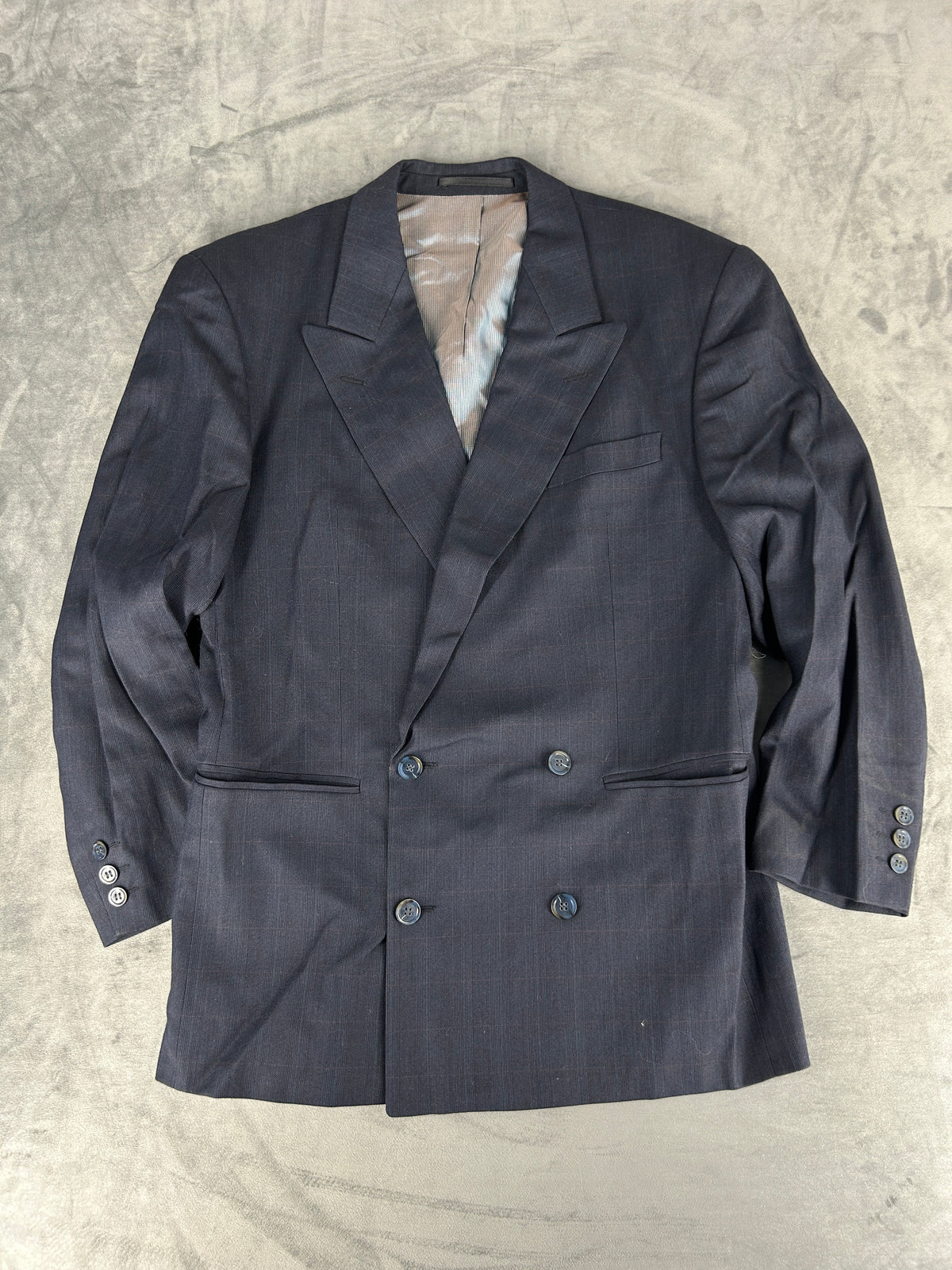 Blazer doppiopetto grigio in lana vintage – Uomo Taglia L