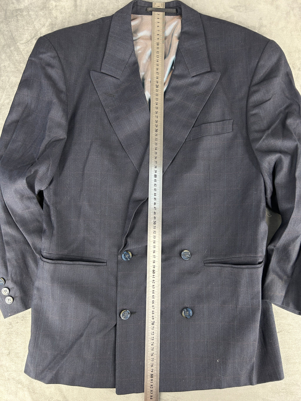 Blazer doppiopetto grigio in lana vintage – Uomo Taglia L