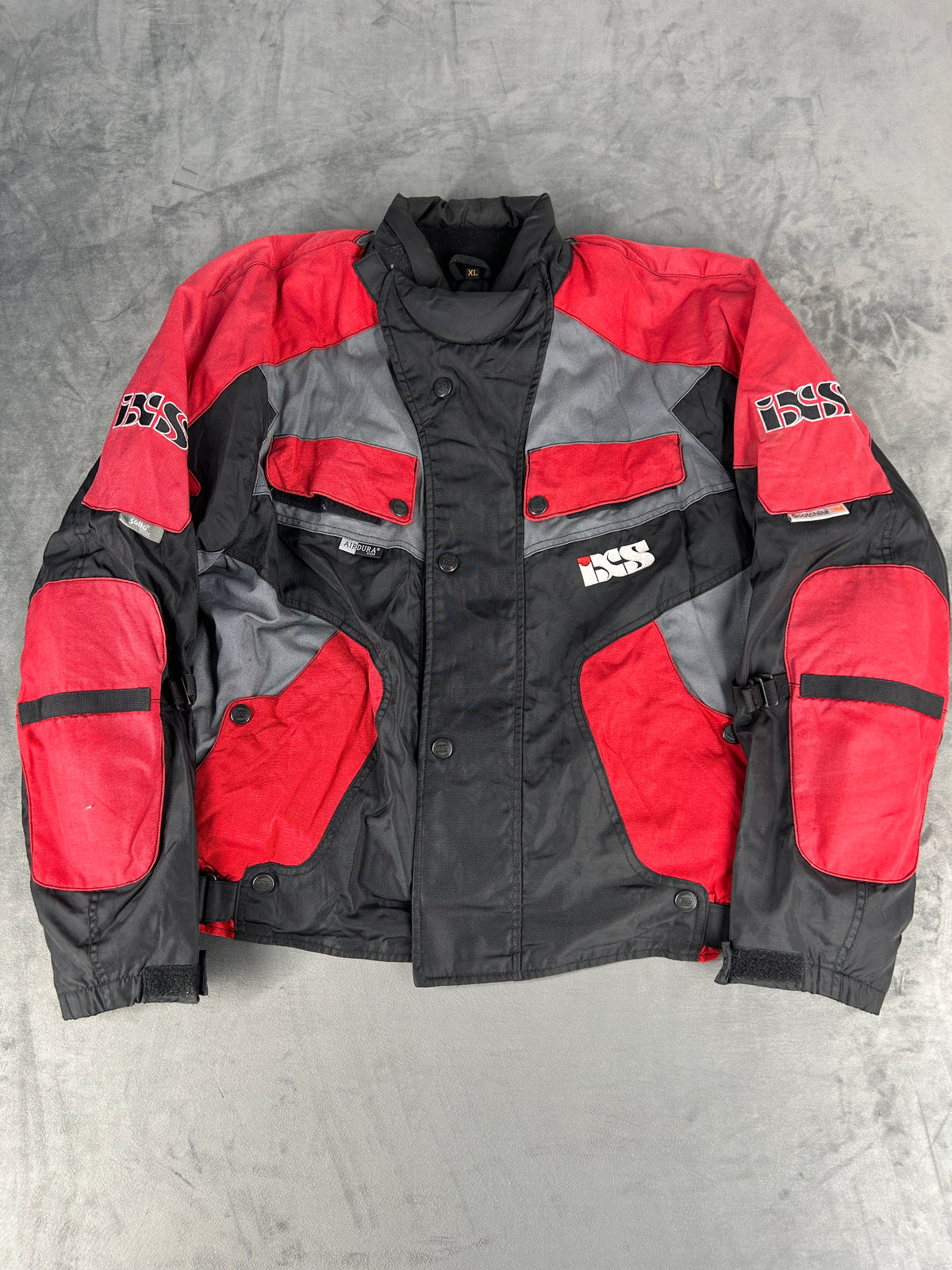 Giacca da moto IXS rosso e nero vintage – Uomo Taglia XL