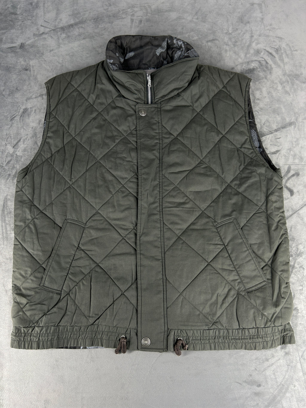 Gilet imbottito verde militare reversibile vintage – Uomo Taglia M