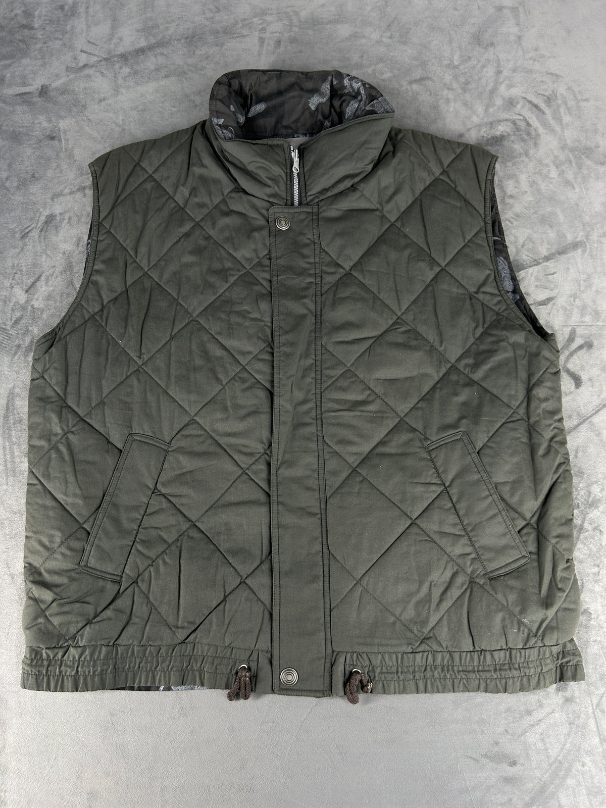 Gilet imbottito verde militare reversibile vintage – Uomo Taglia M