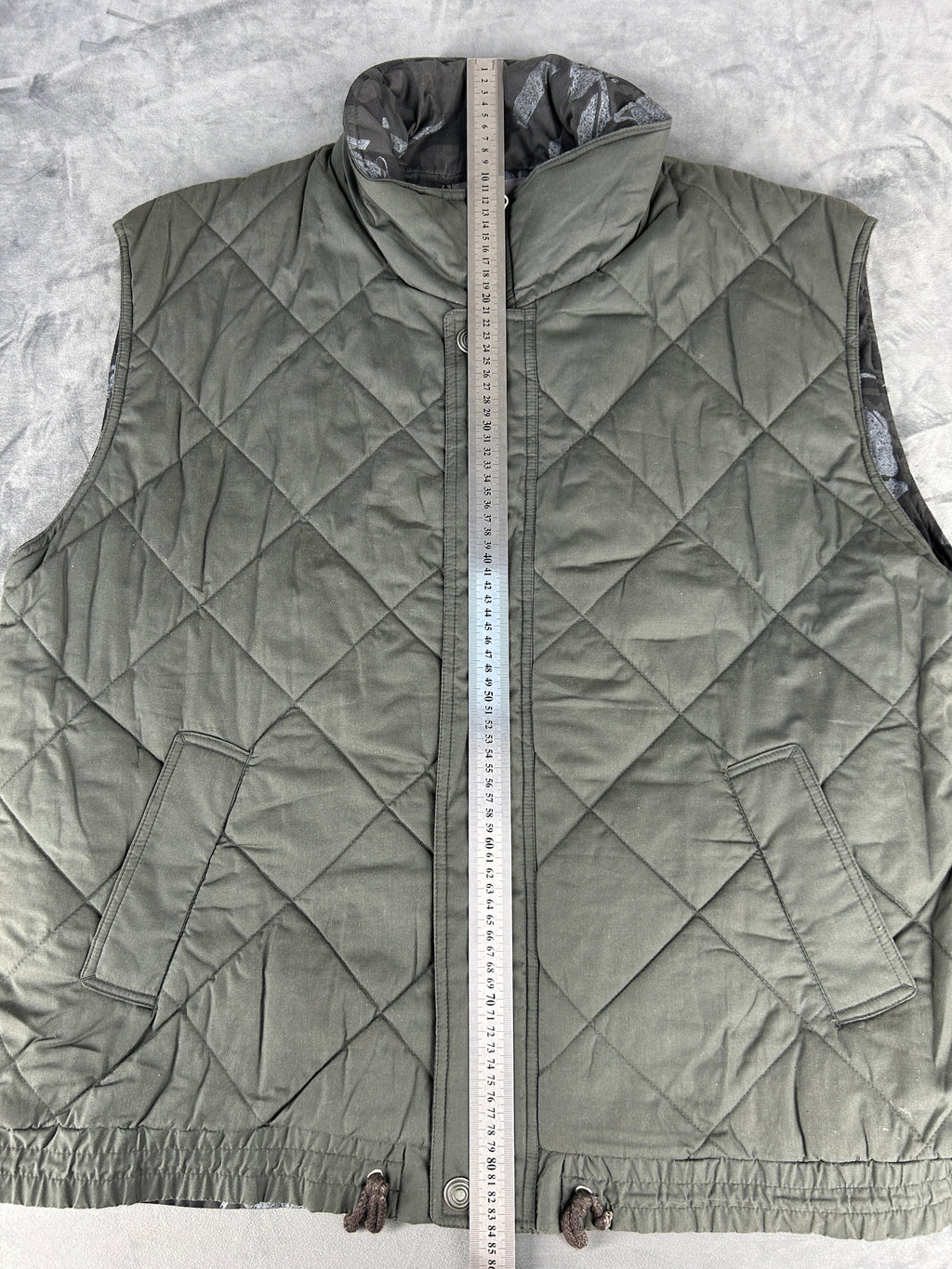 Gilet imbottito verde militare reversibile vintage – Uomo Taglia M