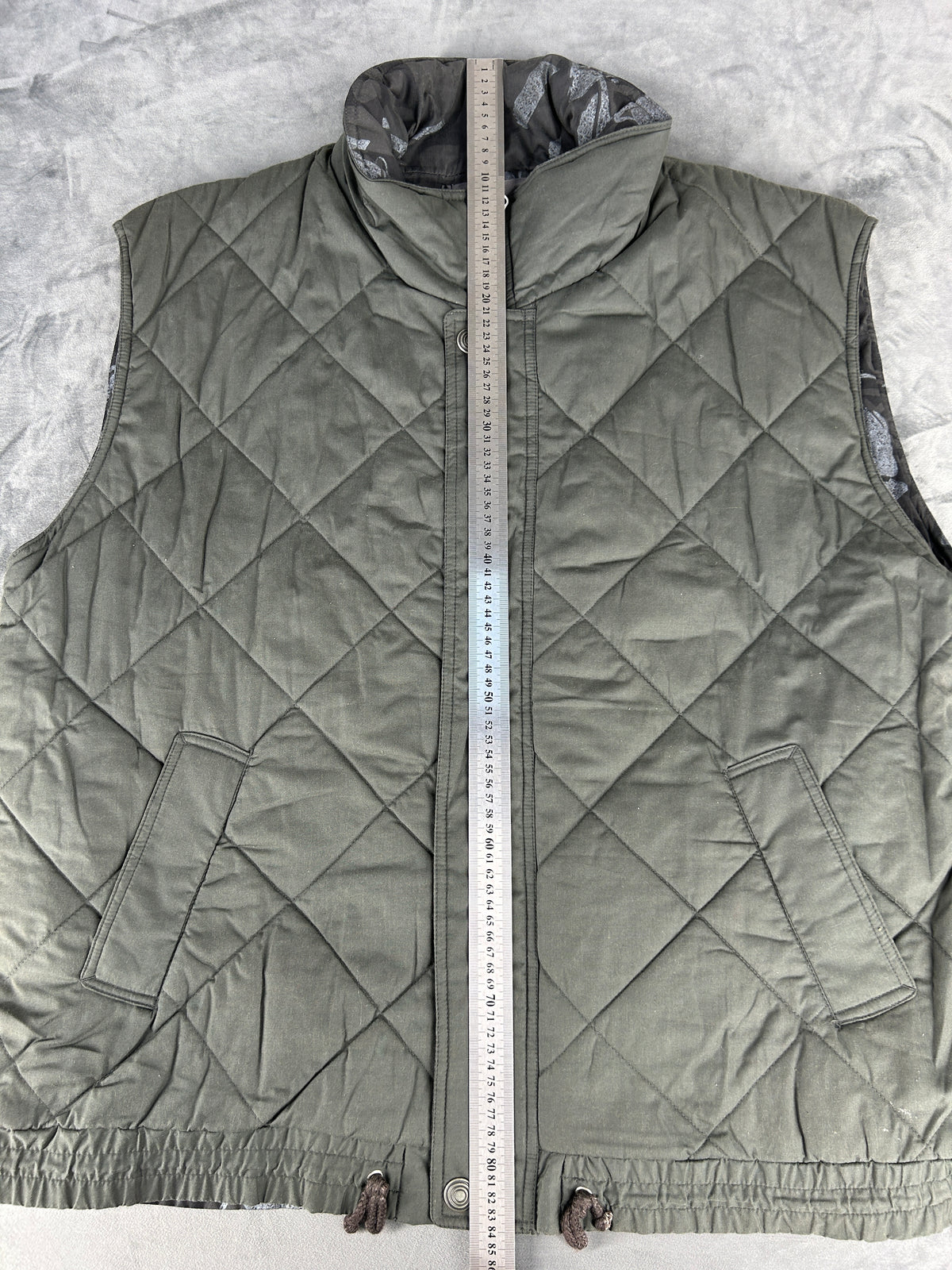 Gilet imbottito verde militare reversibile vintage – Uomo Taglia M