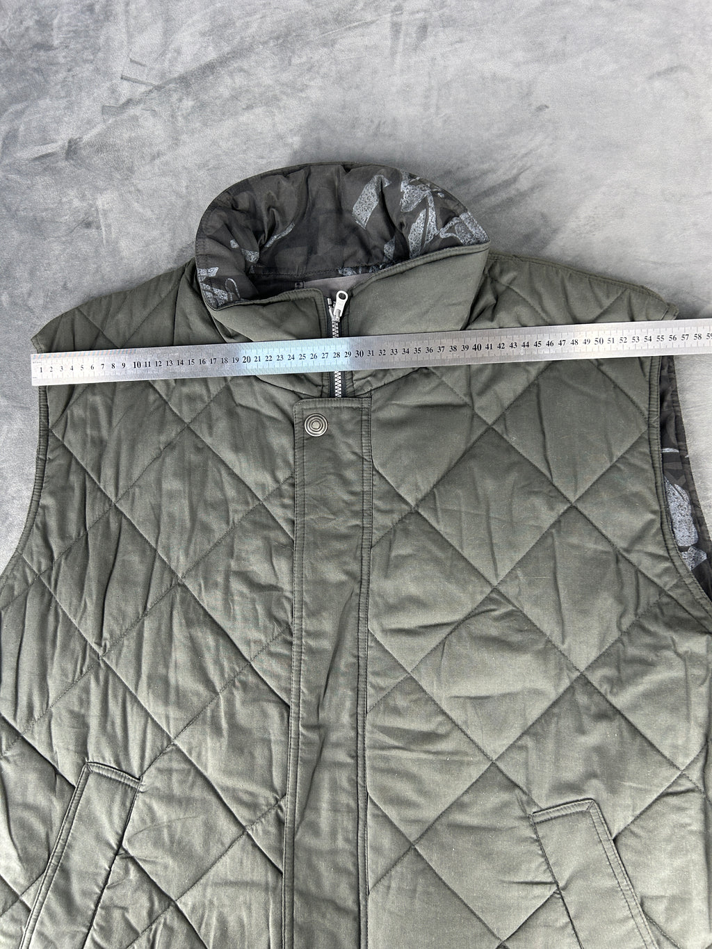 Gilet imbottito verde militare reversibile vintage – Uomo Taglia M
