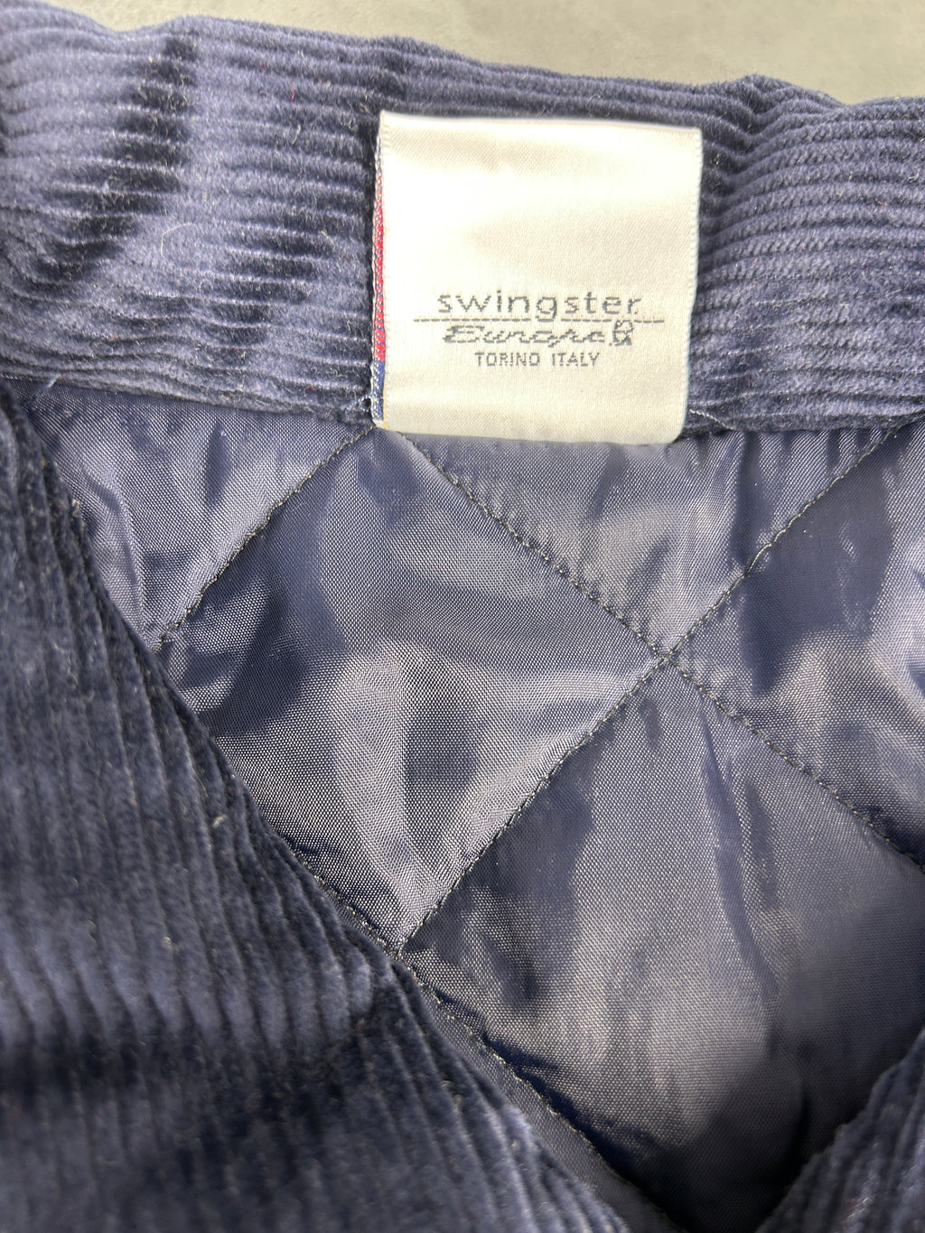Giacca trapuntata blu navy Swingster vintage – Uomo Taglia M
