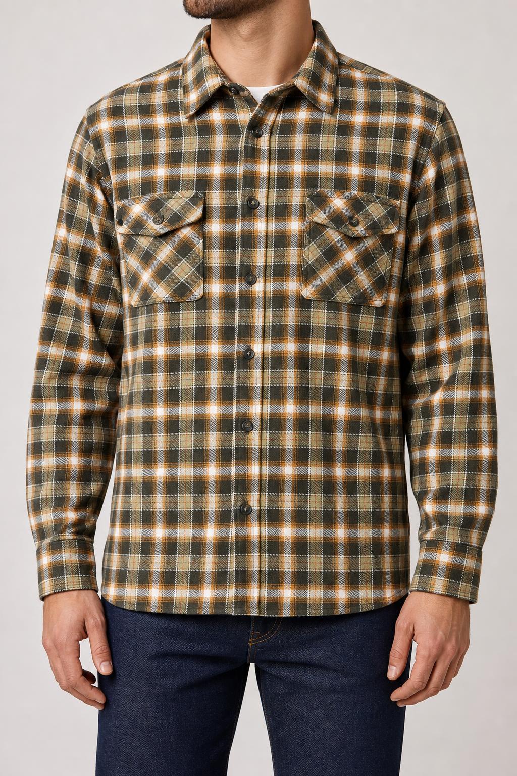 Camicia-giacca a quadri foderata in sherpa vintage – Uomo Taglia 2XL