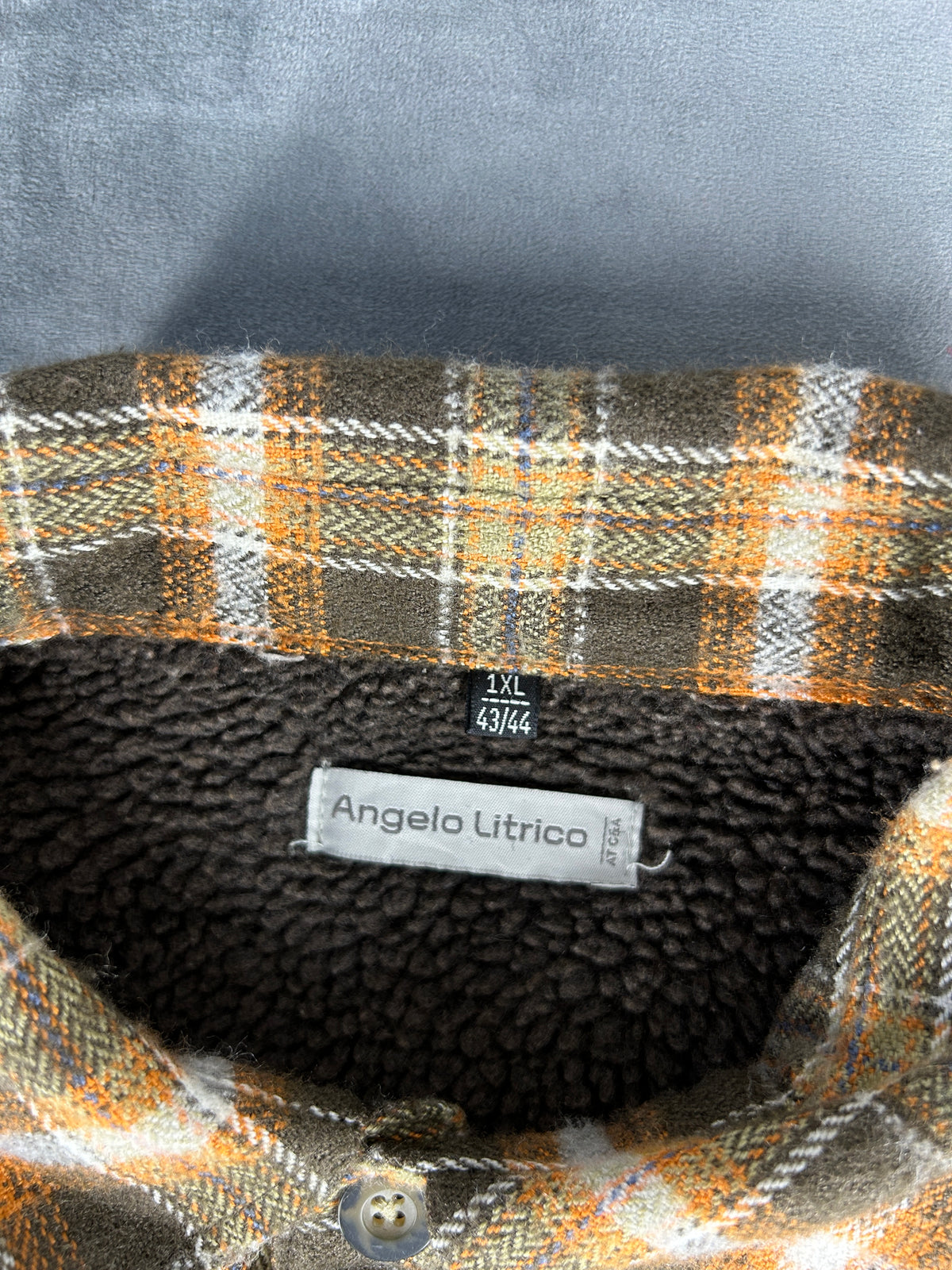 Camicia-giacca a quadri foderata in sherpa vintage – Uomo Taglia 2XL