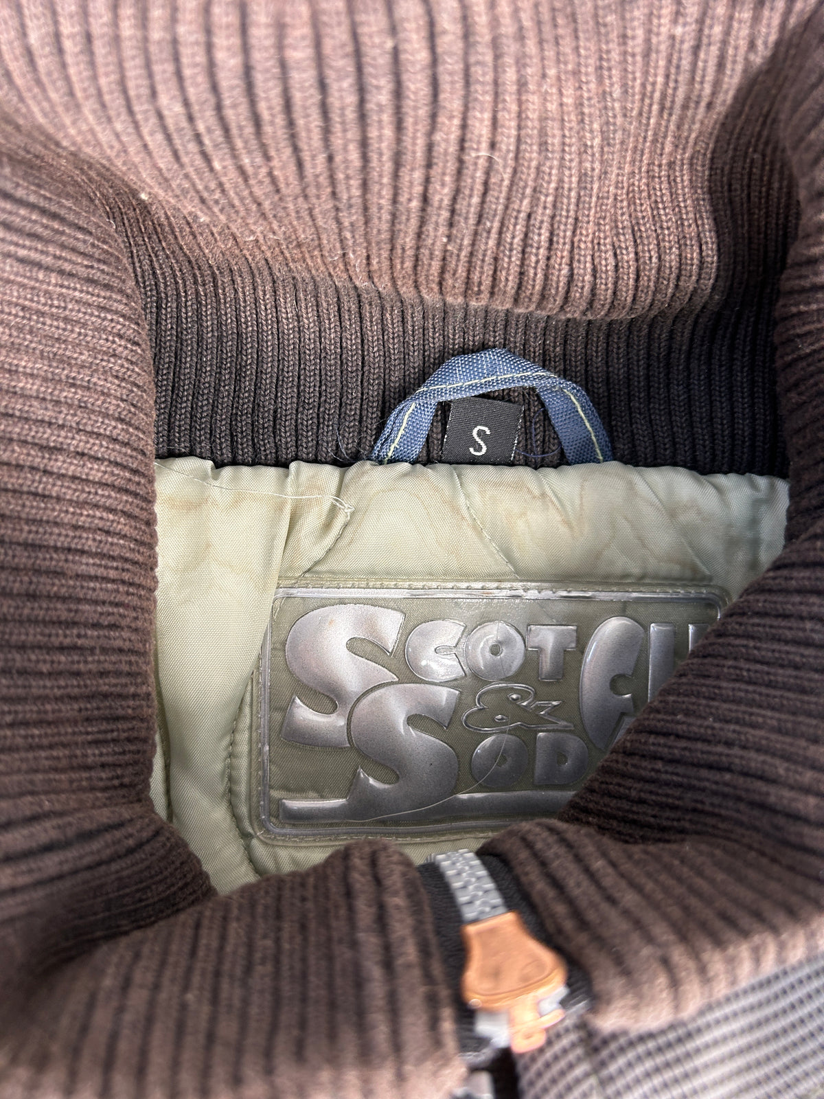 Giacca a vento imbottita azzurra e grigia SCS vintage – Uomo Taglia S