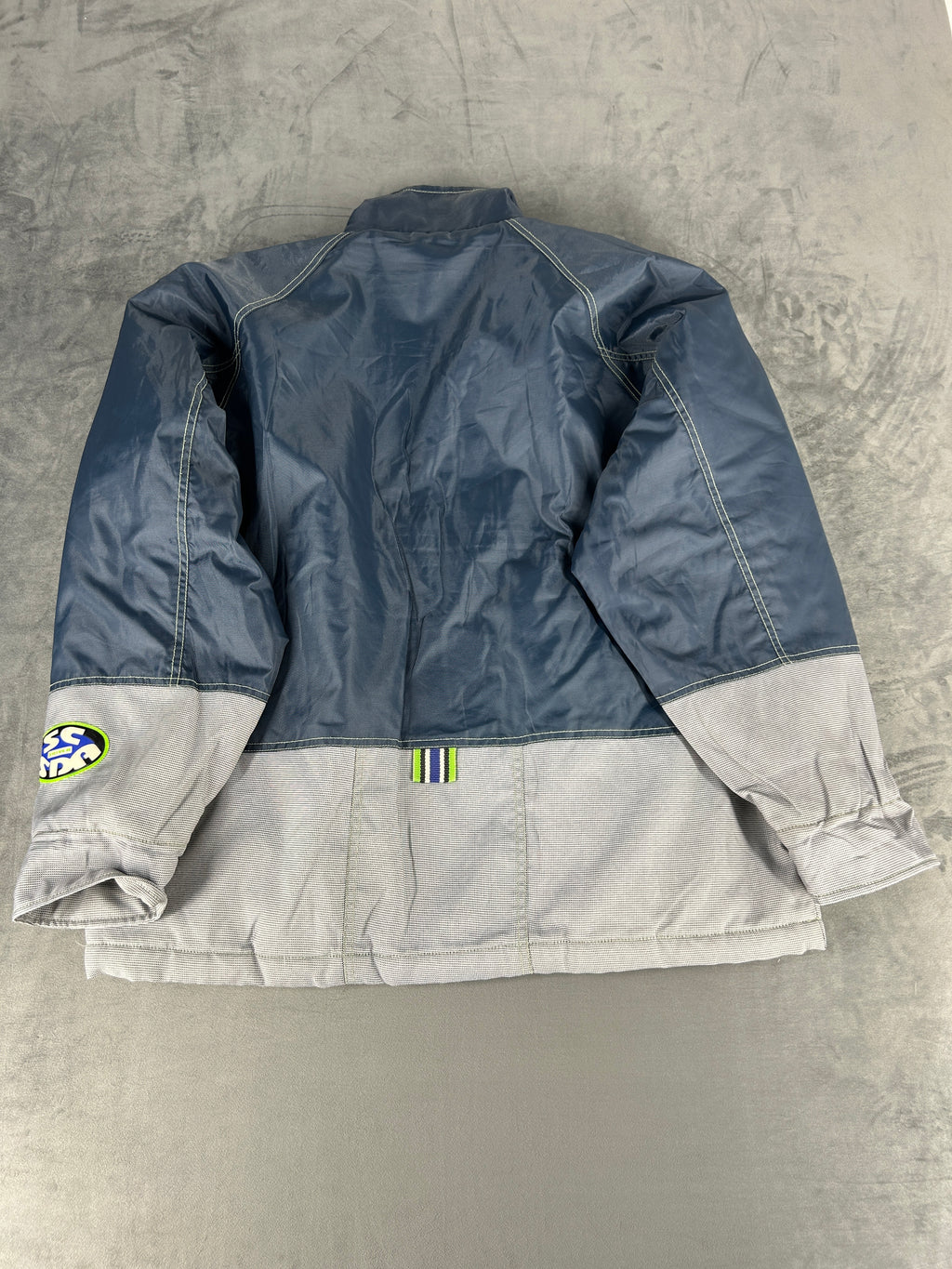 Giacca a vento imbottita azzurra e grigia SCS vintage – Uomo Taglia S