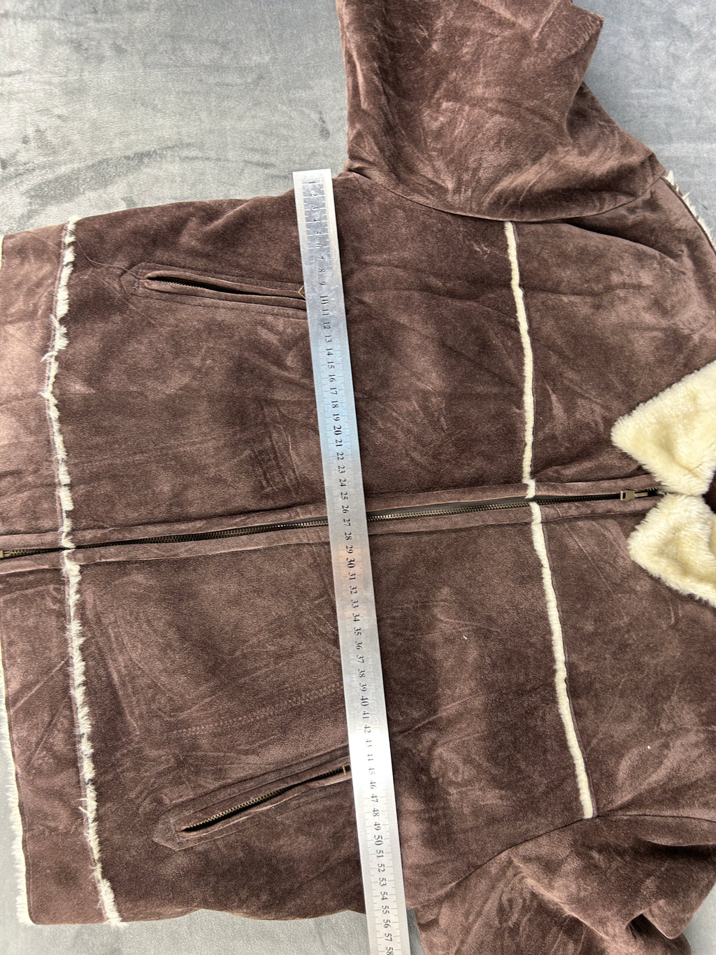 Giacca in camoscio effetto montone marrone vintage – Uomo Taglia L