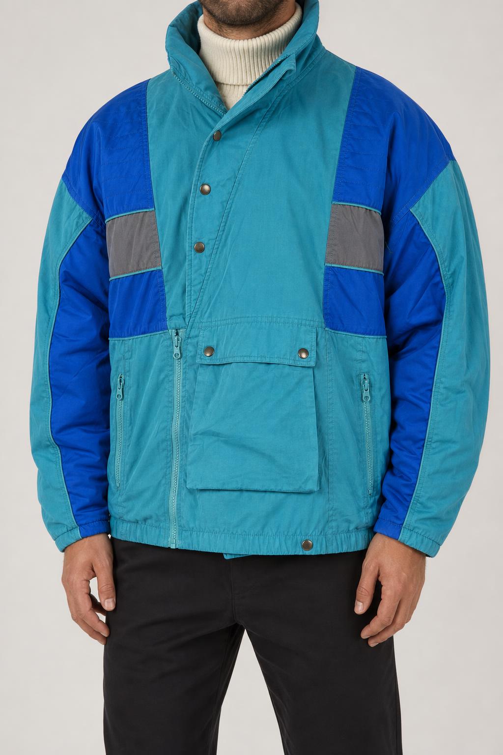 Giacca a vento azzurra e blu vintage anni 90 – Uomo Taglia L