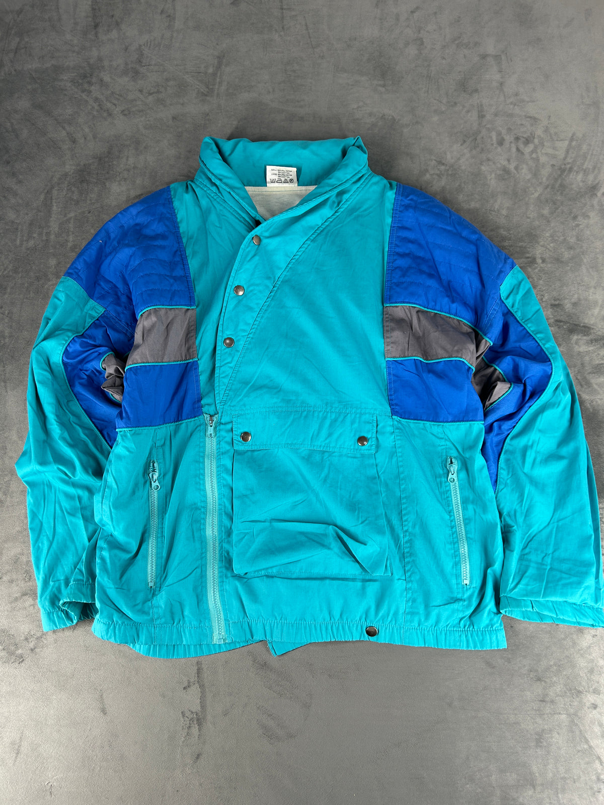Giacca a vento azzurra e blu vintage anni 90 – Uomo Taglia L