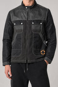 Giacca nera e grigia in nylon vintage – Uomo Taglia L