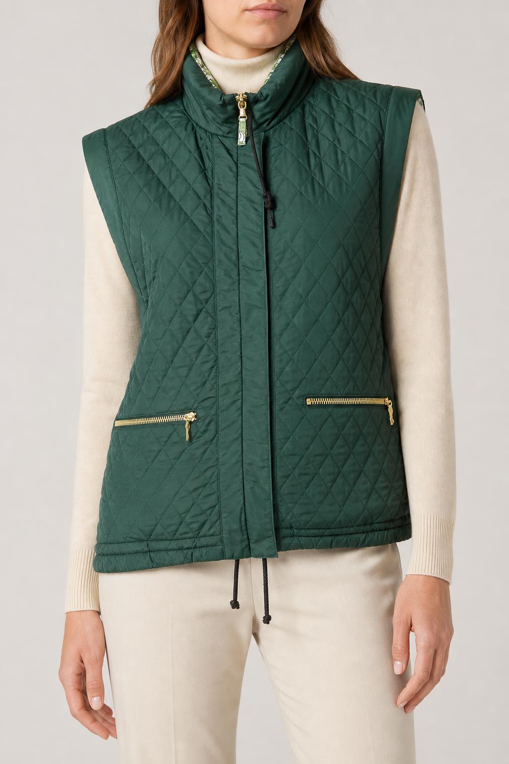 Gilet imbottito verde reversibile vintage – Donna Taglia L