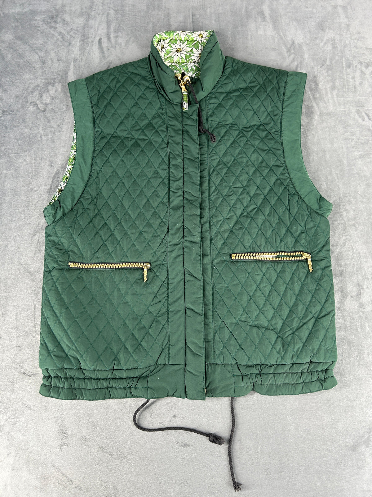 Gilet imbottito verde reversibile vintage – Donna Taglia L