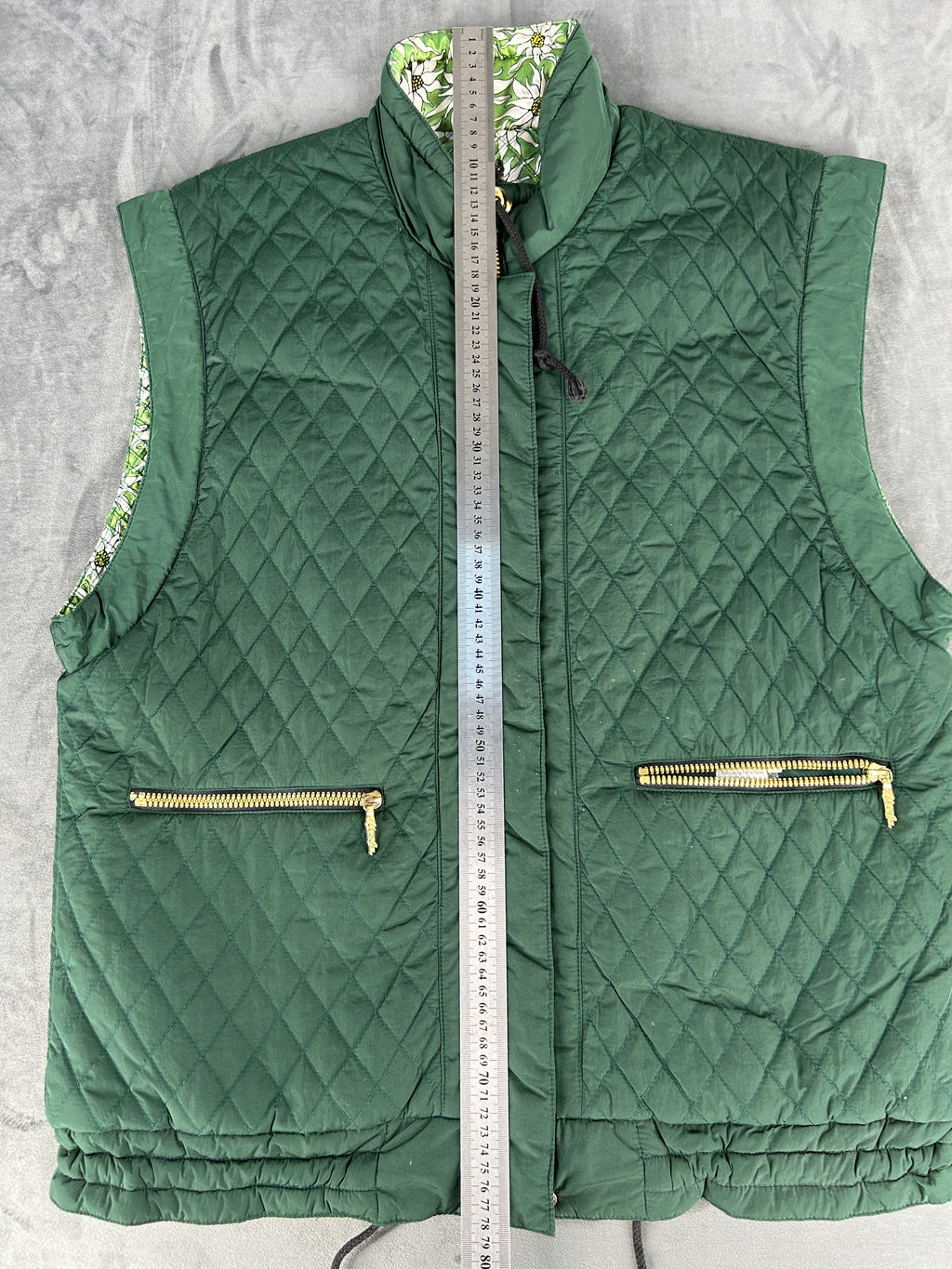 Gilet imbottito verde reversibile vintage – Donna Taglia L
