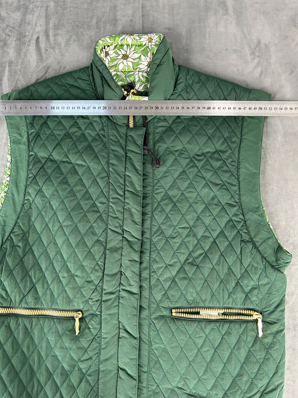 Gilet imbottito verde reversibile vintage – Donna Taglia L