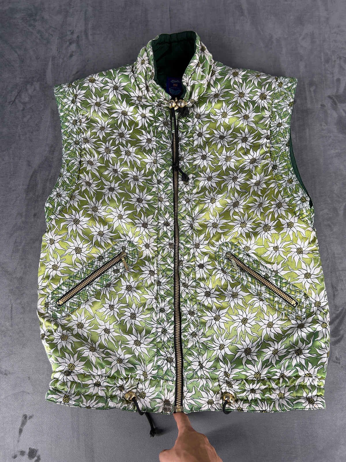 Gilet imbottito verde reversibile vintage – Donna Taglia L