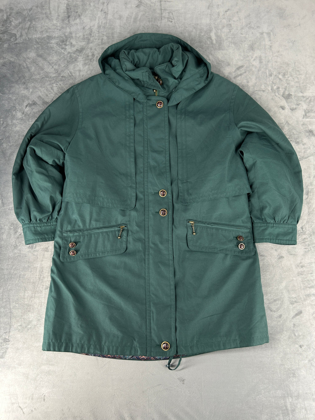 Parka verde salvia con cappuccio vintage – Donna Taglia M