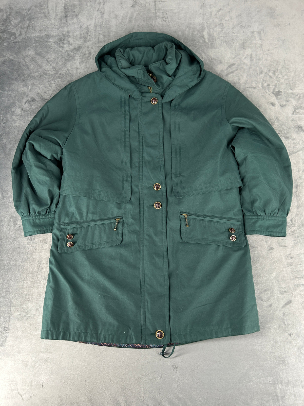 Parka verde salvia con cappuccio vintage – Donna Taglia M