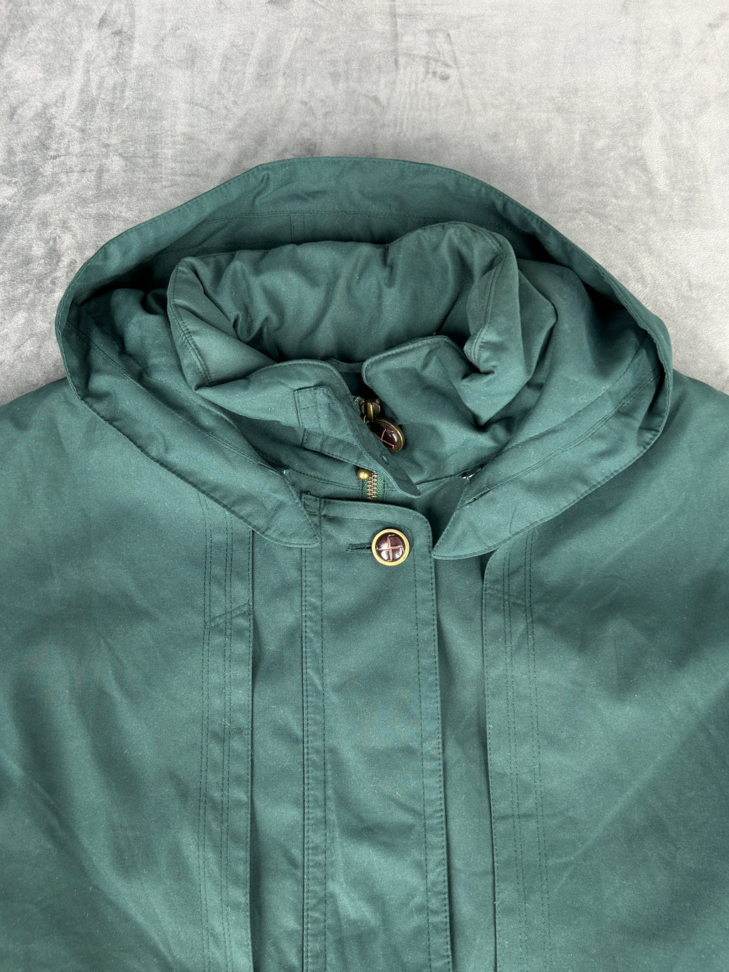 Parka verde salvia con cappuccio vintage – Donna Taglia M