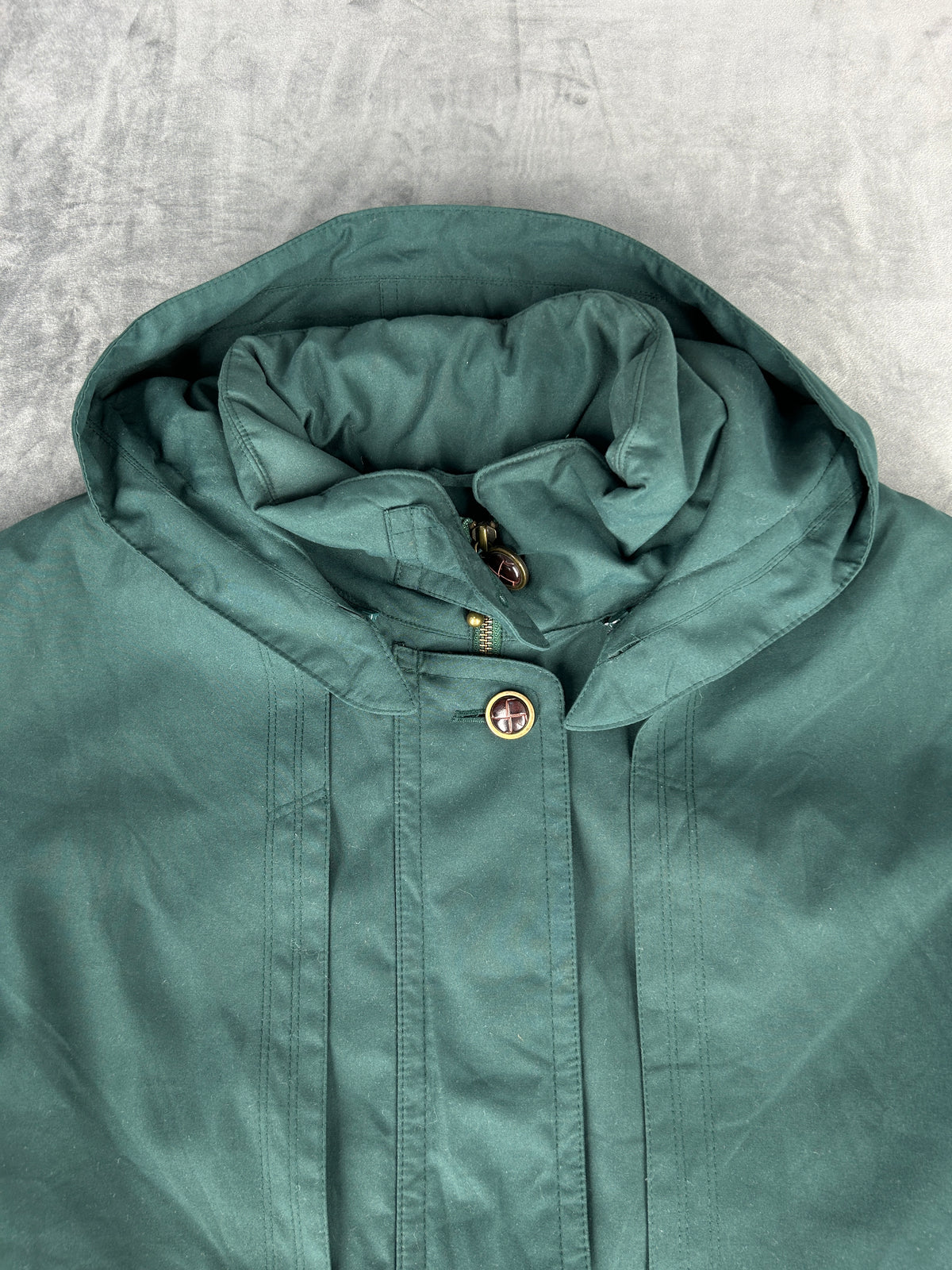 Parka verde salvia con cappuccio vintage – Donna Taglia M