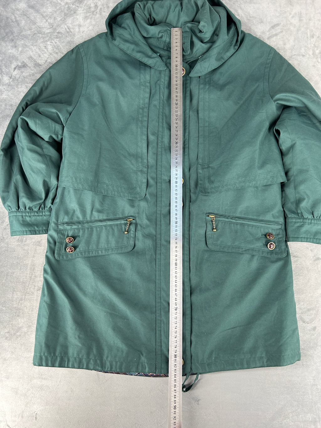 Parka verde salvia con cappuccio vintage – Donna Taglia M