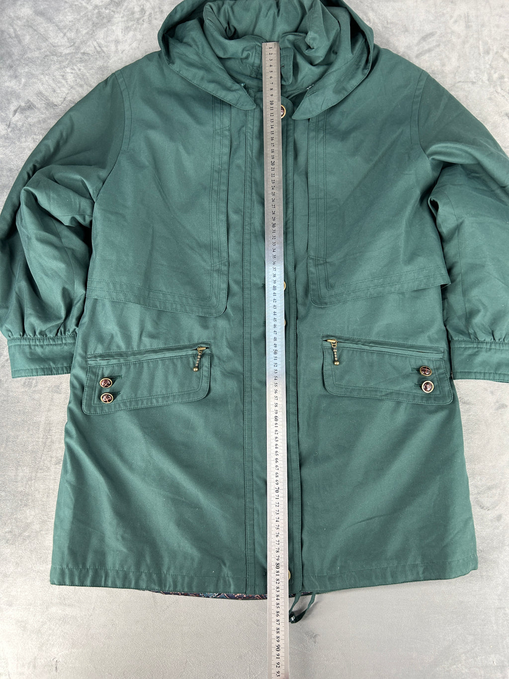Parka verde salvia con cappuccio vintage – Donna Taglia M