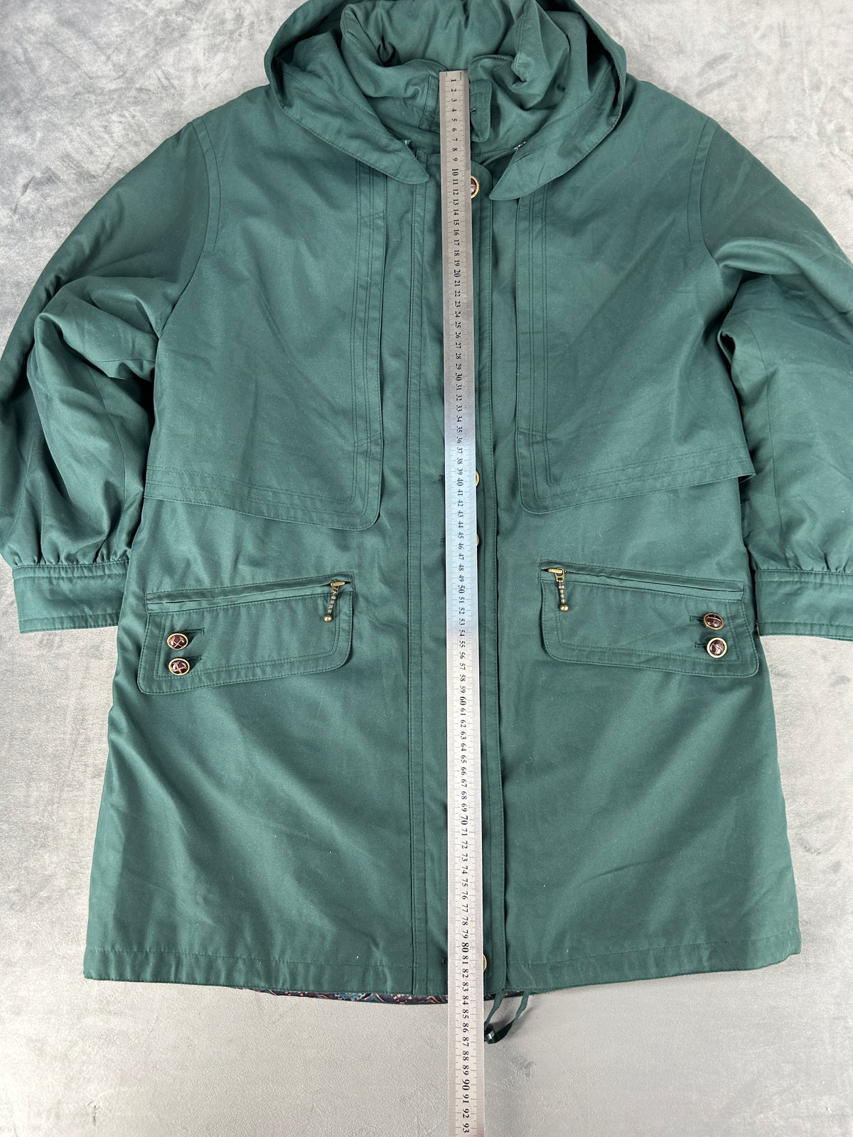 Parka verde salvia con cappuccio vintage – Donna Taglia M