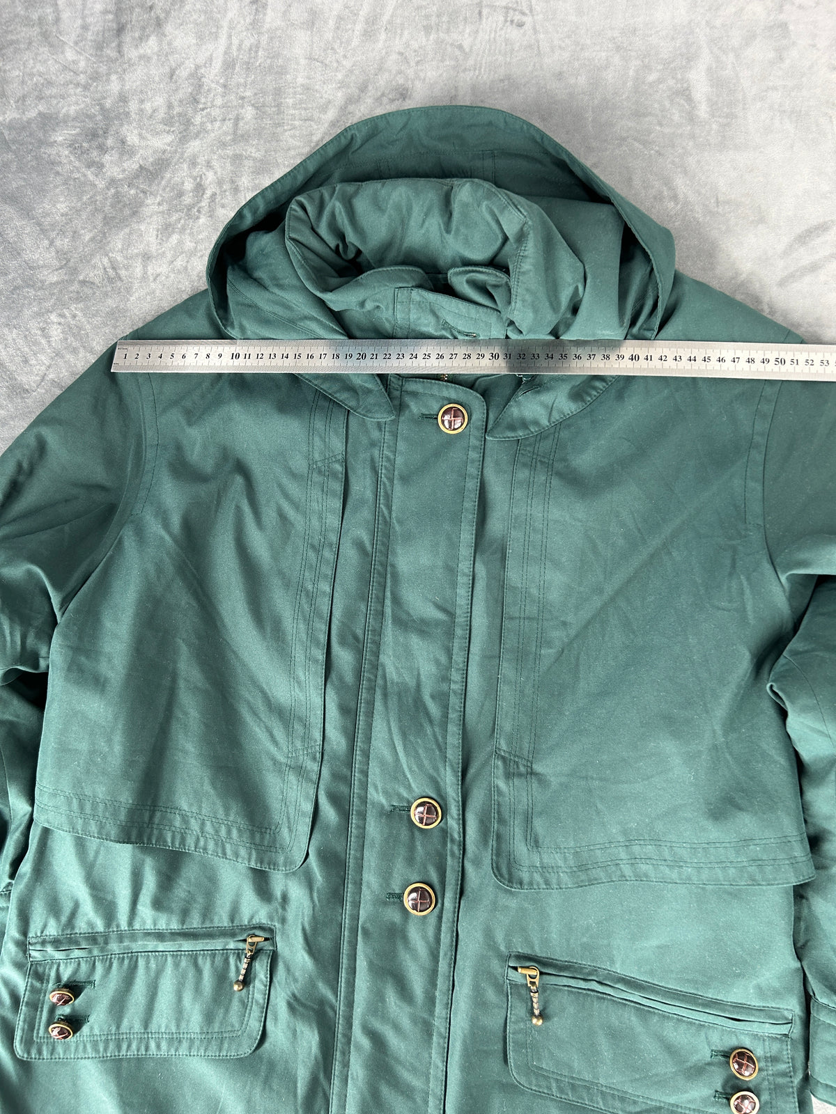Parka verde salvia con cappuccio vintage – Donna Taglia M