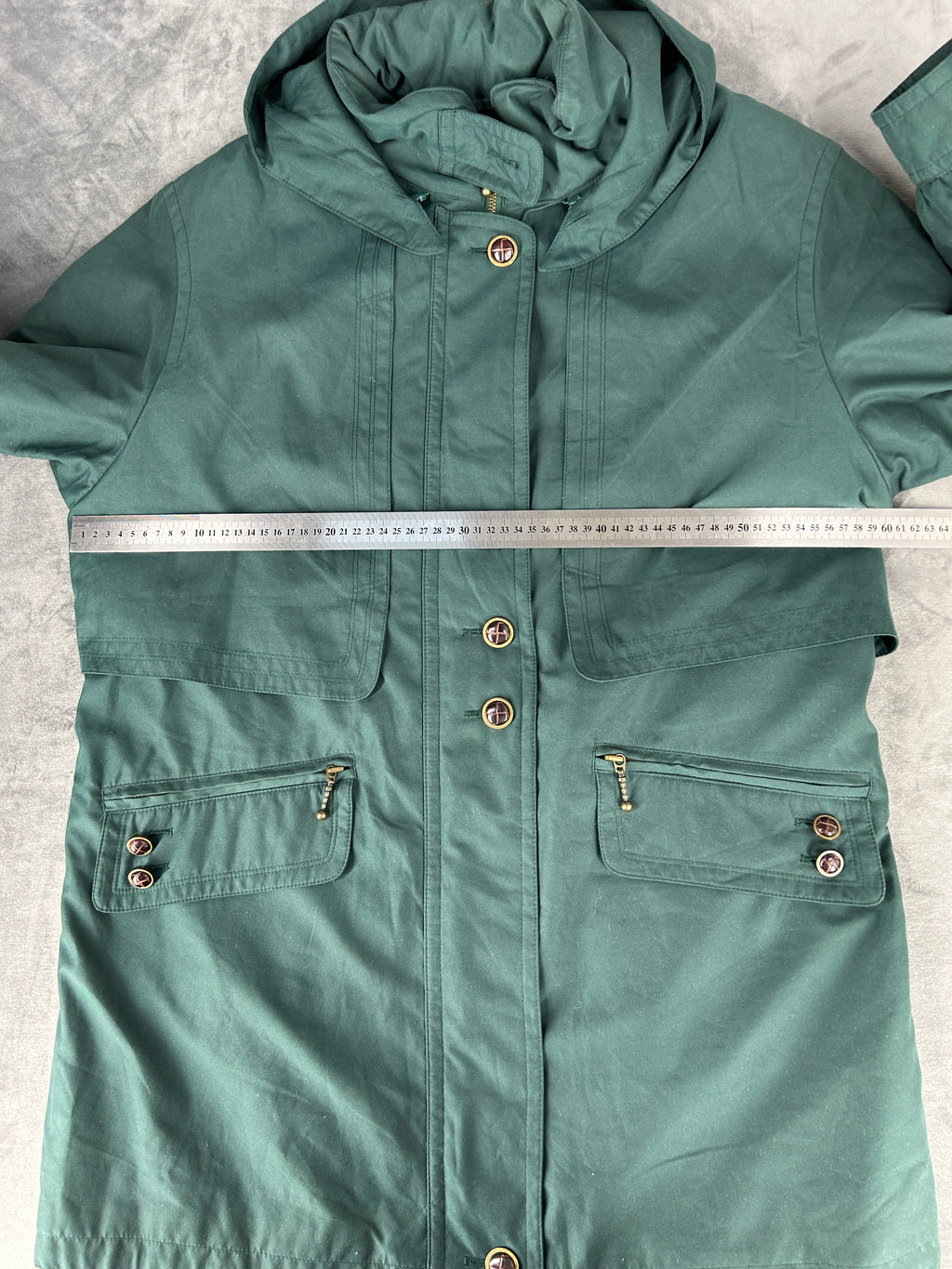 Parka verde salvia con cappuccio vintage – Donna Taglia M