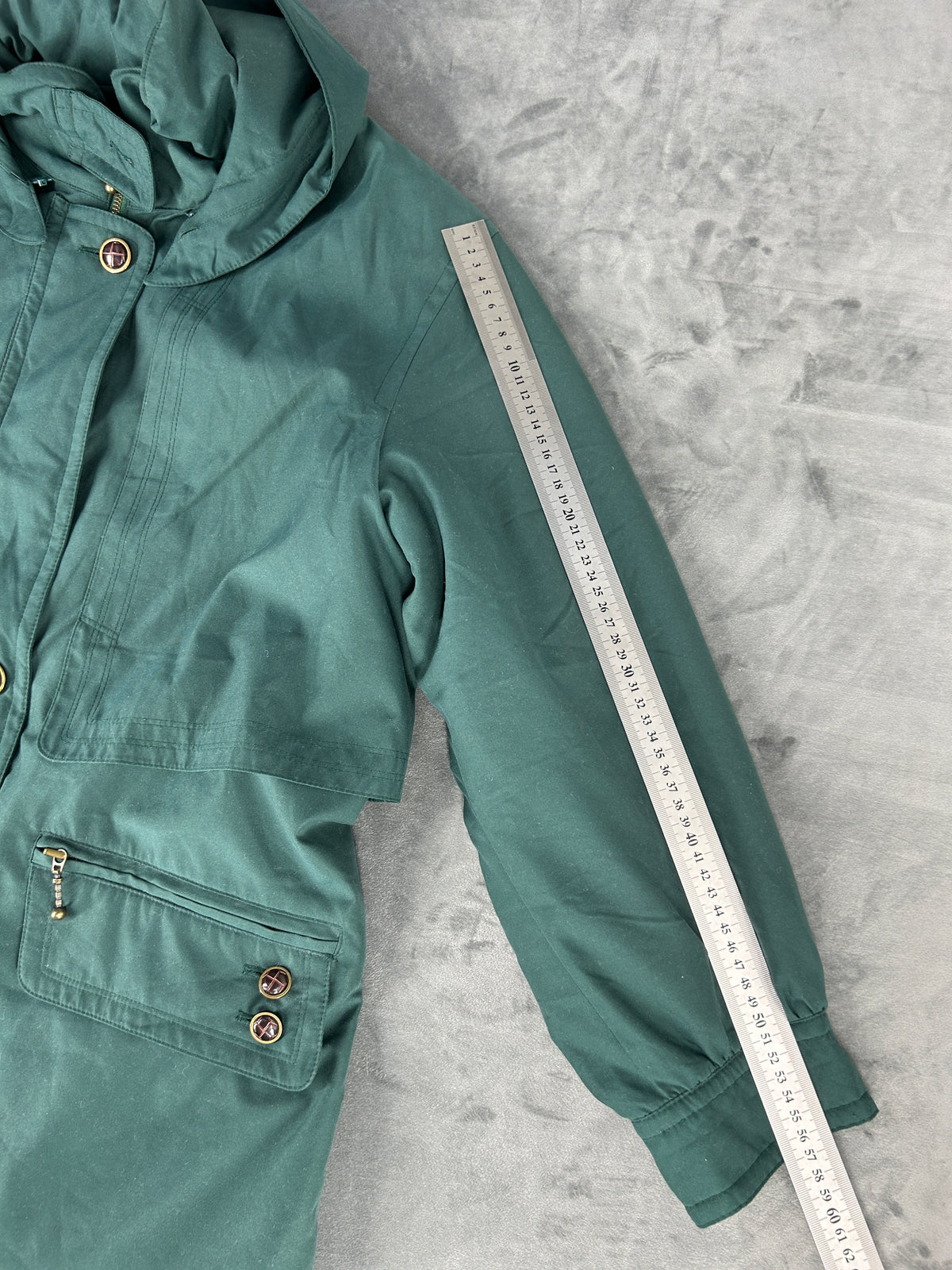 Parka verde salvia con cappuccio vintage – Donna Taglia M